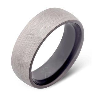 Manly Bands "The Rockstar" Tungsten / Black Plated Men's Wedding Band